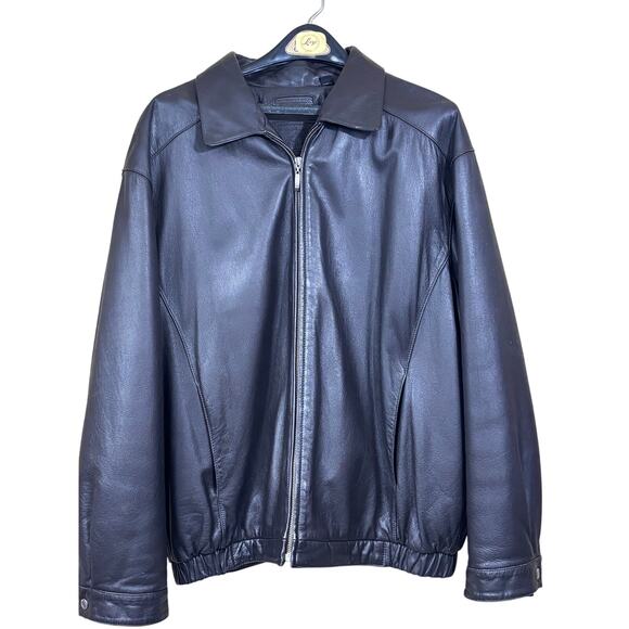 Leather bomber jacket, black, - Picture 1 of 9